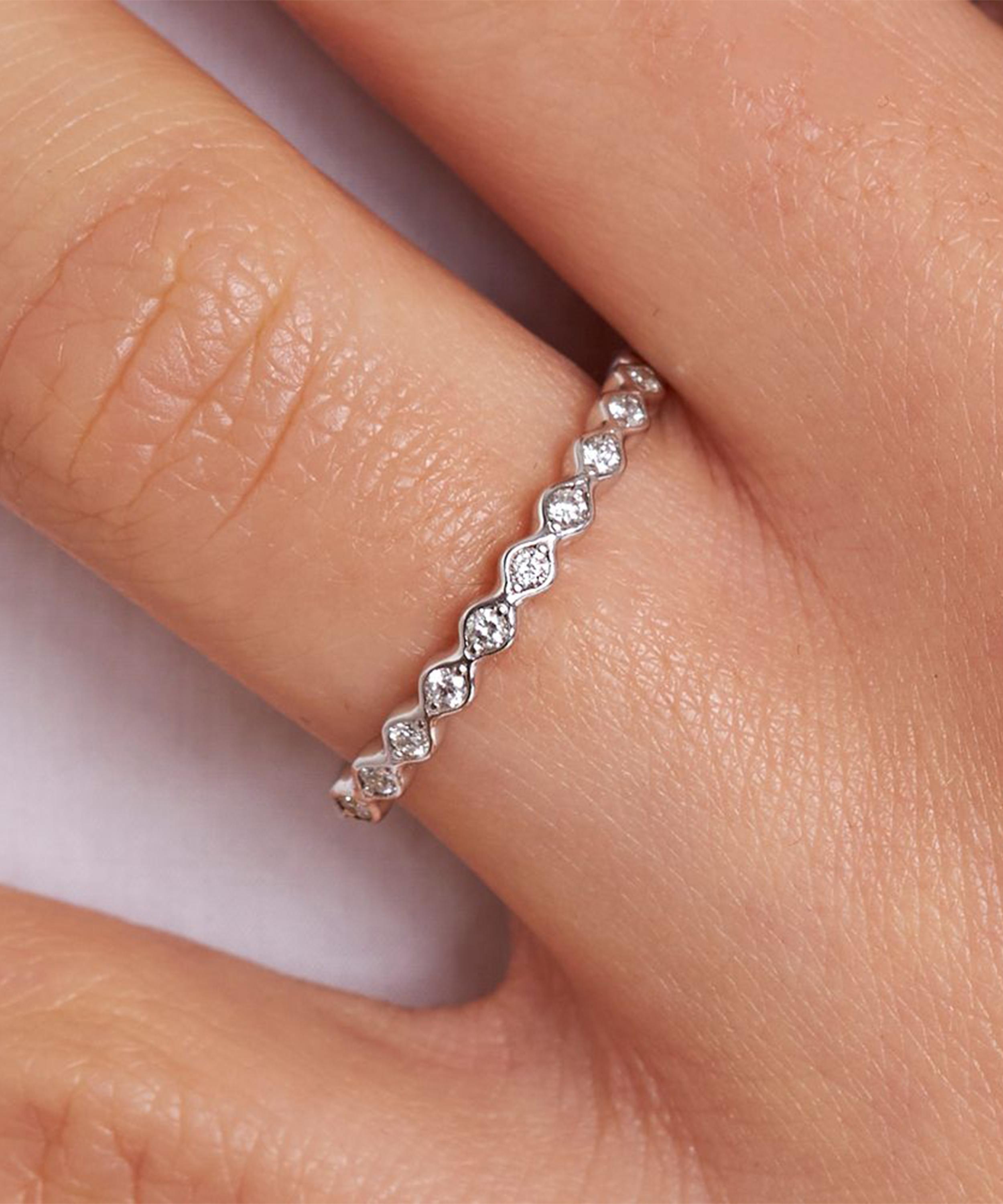 Dinny Hall - 14ct White Gold Rosemary Diamond Half Eternity Ring image number 3