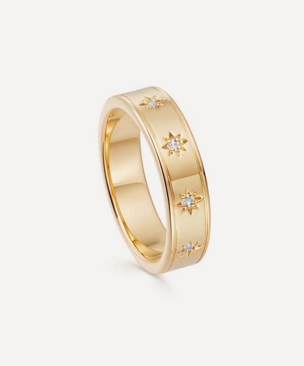 Astley Clarke - Gold Plated Vermeil Silver Celestial Orion White Sapphire Ring image number null