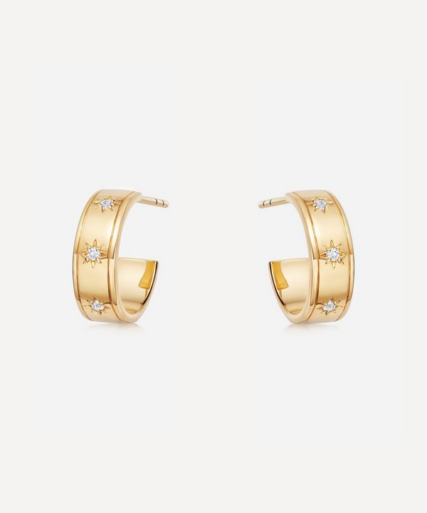 Astley Clarke - Gold Plated Vermeil Silver Celestial Orion White Sapphire Hoop Earrings image number null
