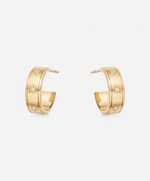 Astley Clarke - Gold Plated Vermeil Silver Celestial Orion White Sapphire Hoop Earrings image number 0