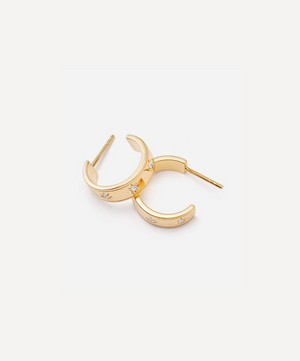 Astley Clarke - Gold Plated Vermeil Silver Celestial Orion White Sapphire Hoop Earrings image number 3