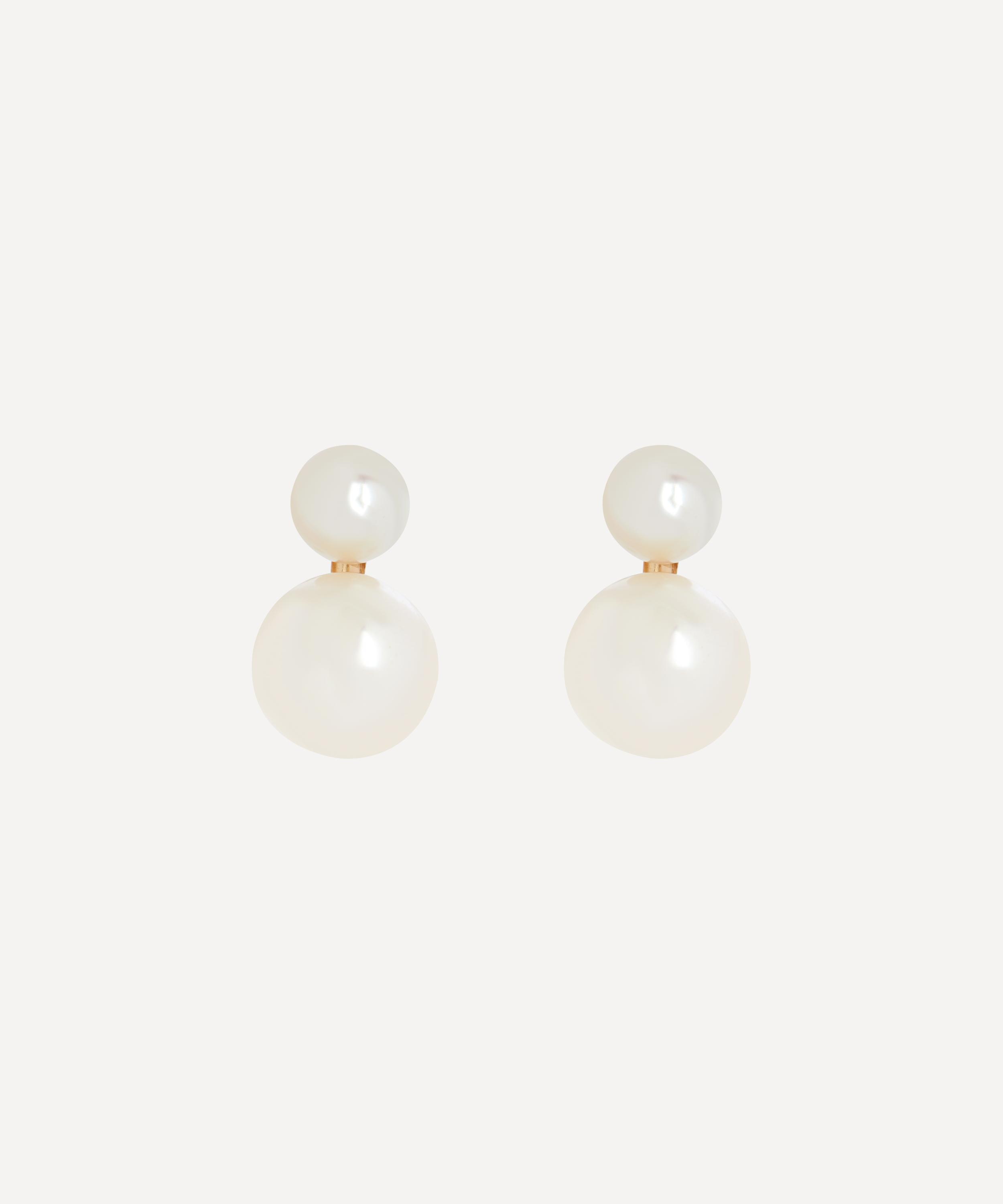 Satomi Kawakita - 14ct Gold Pearl Sweetheart Stud Earrings image number 0
