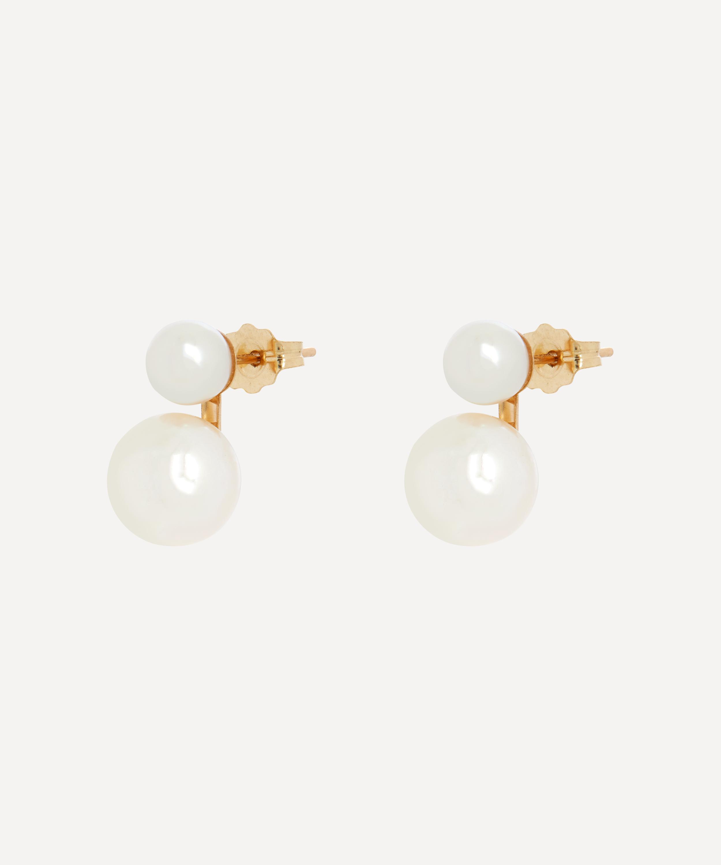 Satomi Kawakita - 14ct Gold Pearl Sweetheart Stud Earrings image number 2