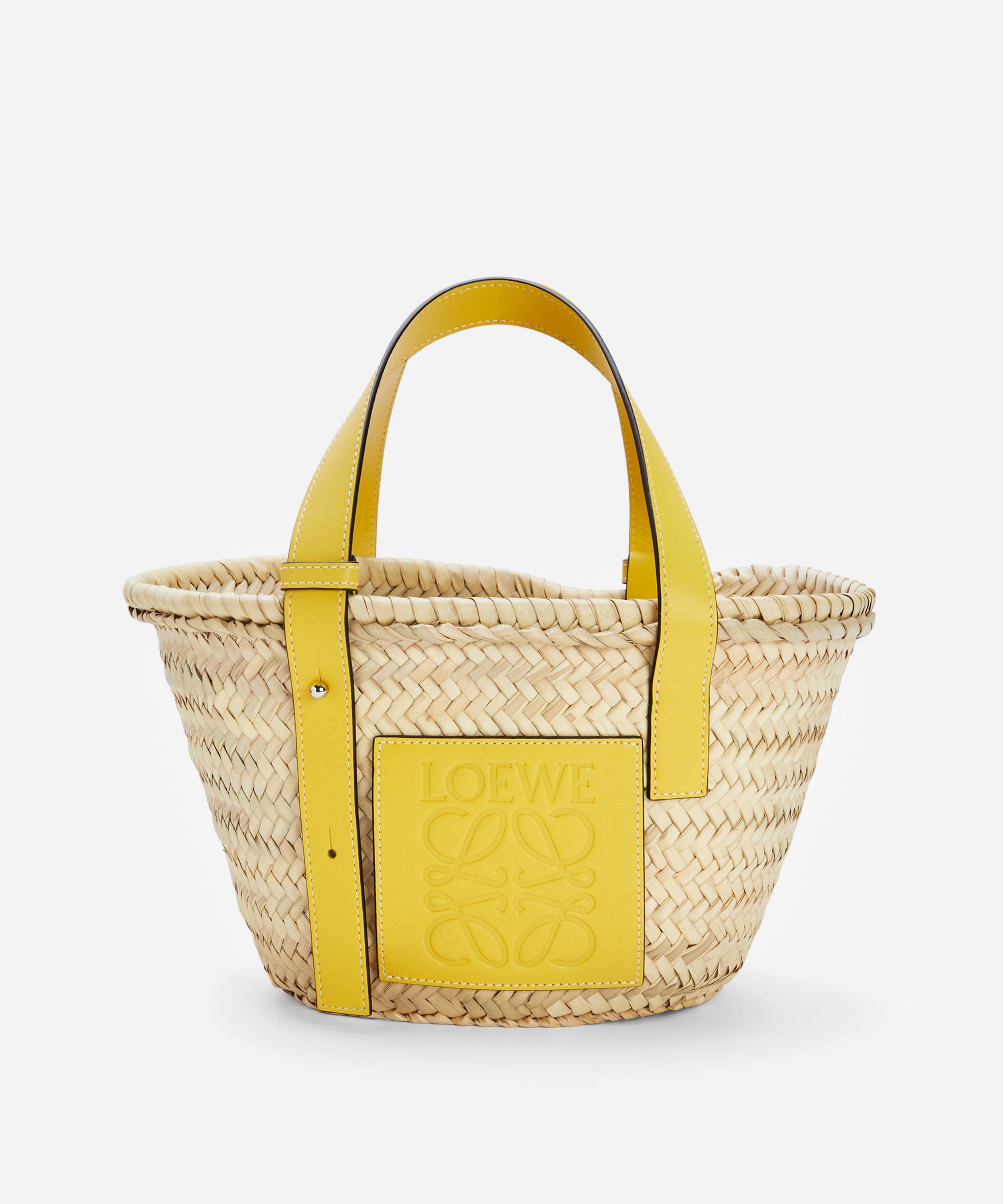 Small Basket bag in palm leaf and calfskin