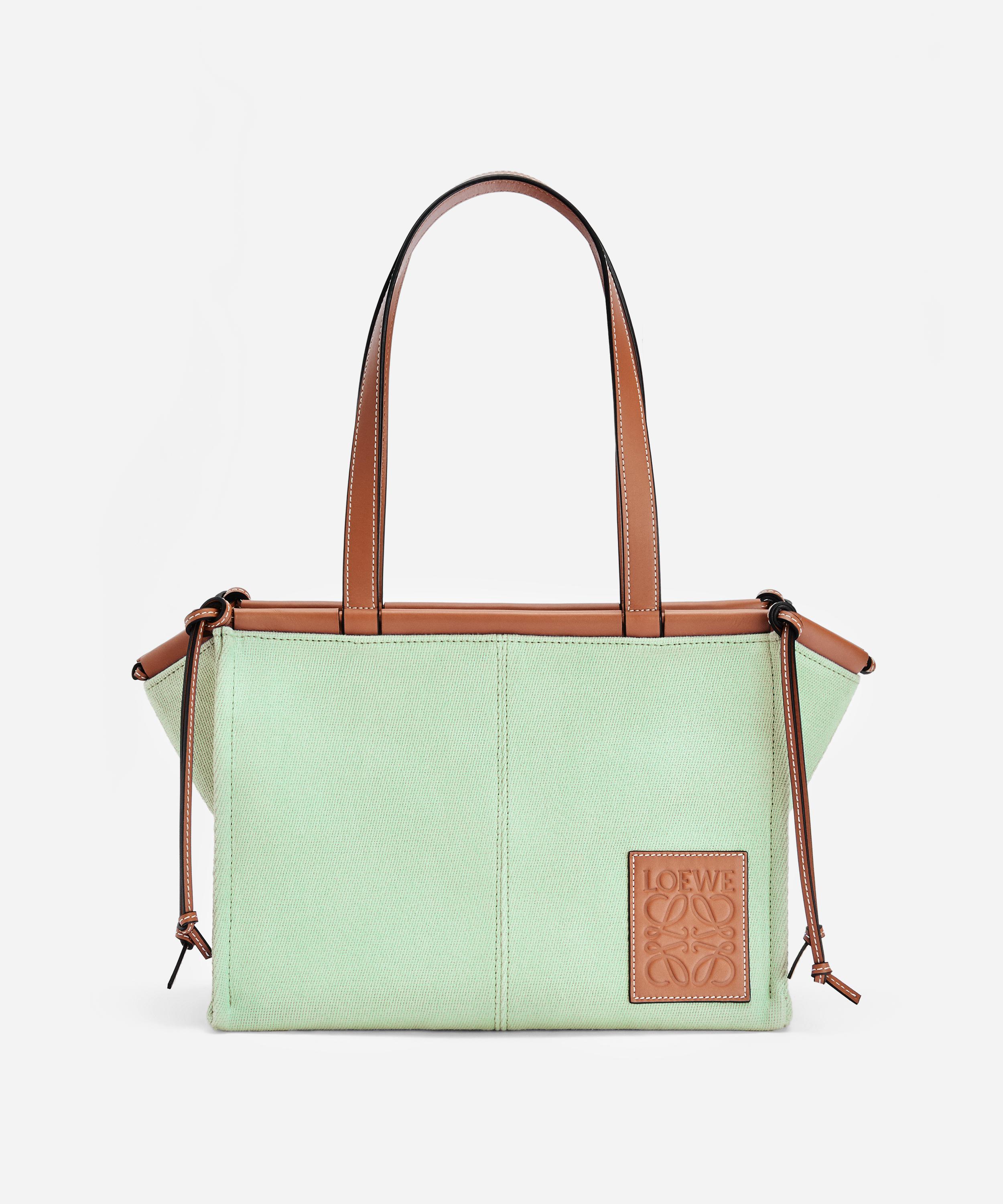 Loewe Small Anagram Tote Bag In Classic Calfskin in Green