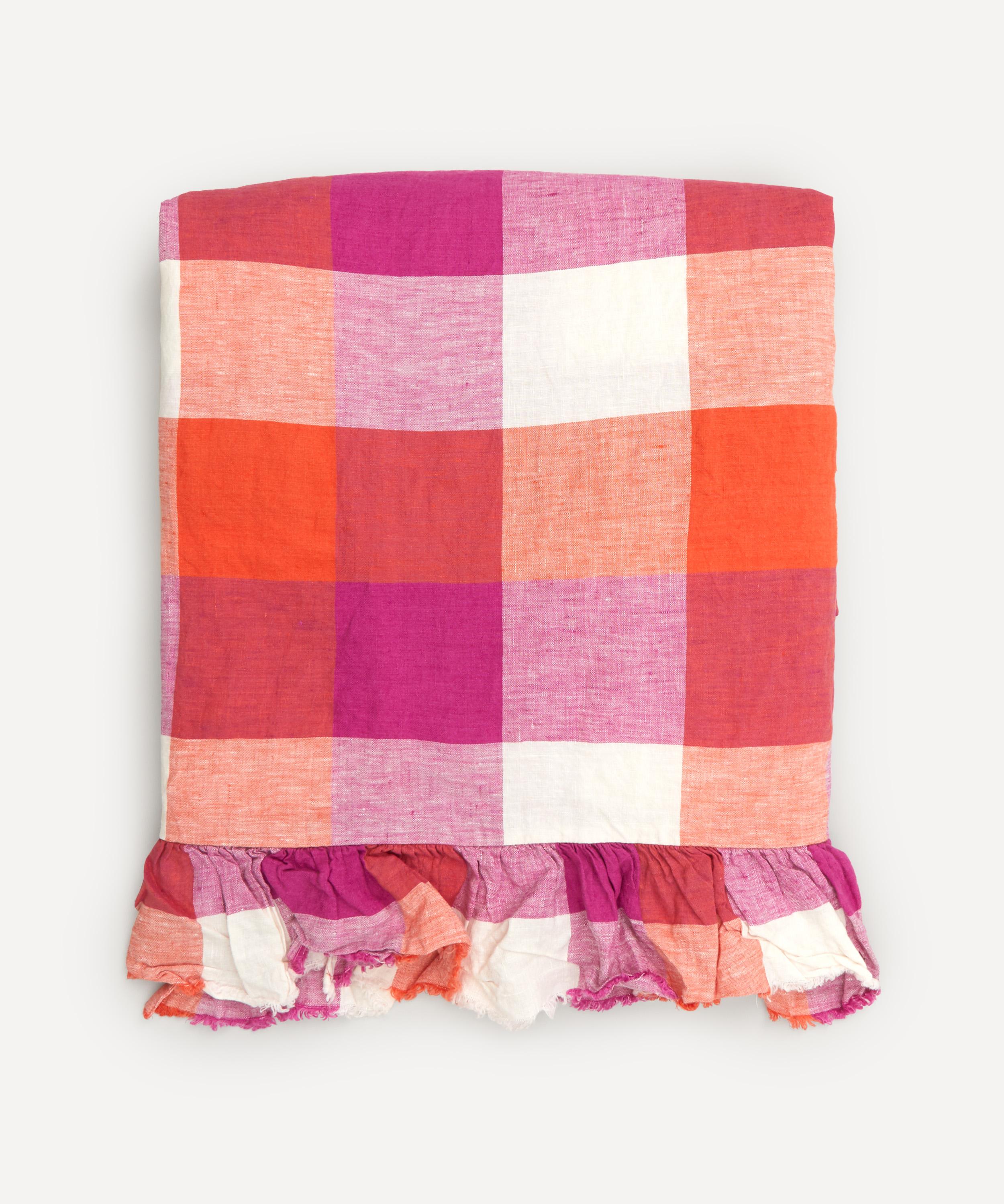 Society of Wanderers - Sherbet Check Ruffle Double Flat Sheet image number 0