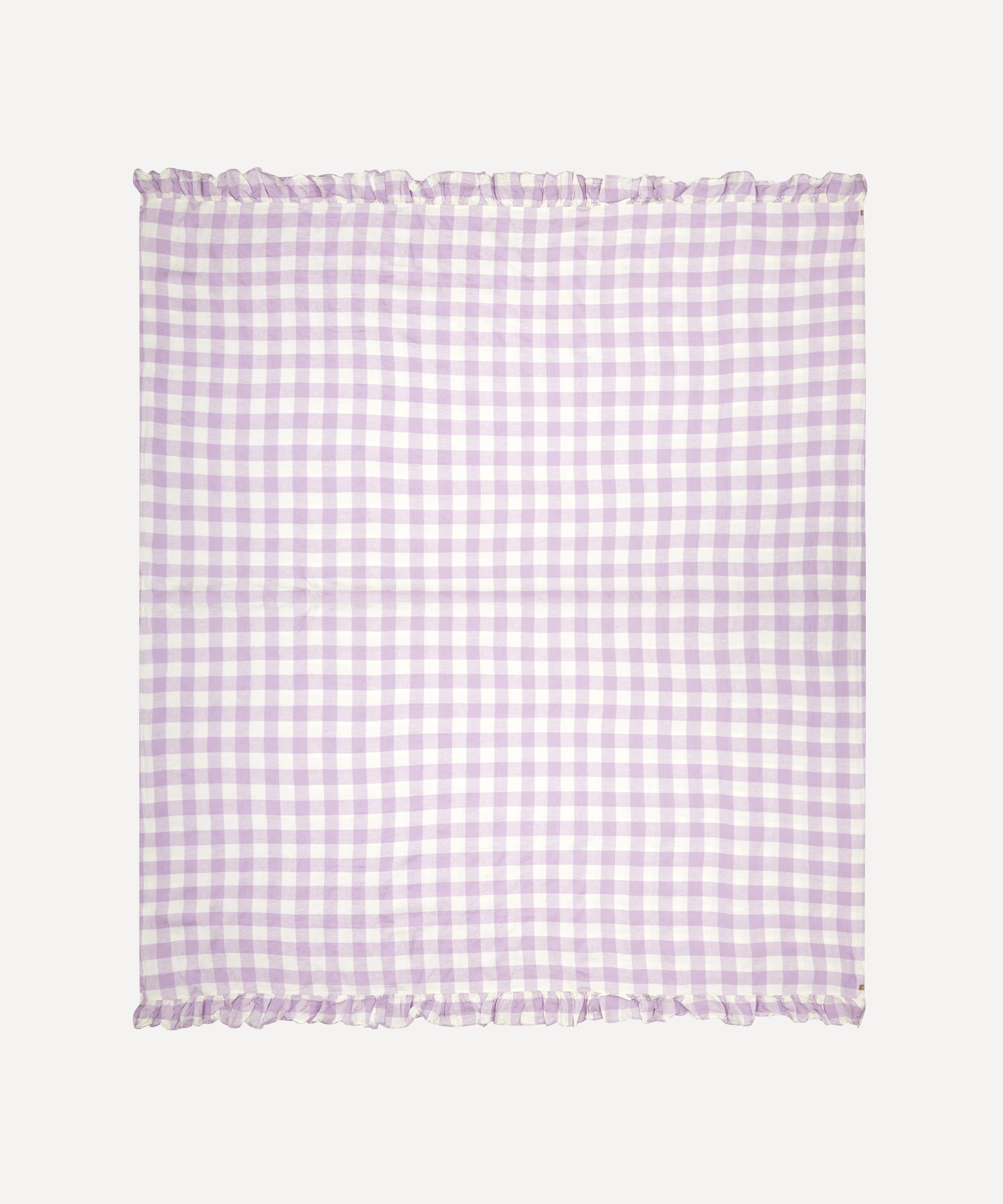 Society of Wanderers - Lilac Gingham Ruffle Double Flat Sheet image number 1