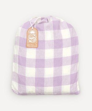 Society of Wanderers - Lilac Gingham Ruffle Double Flat Sheet image number 3