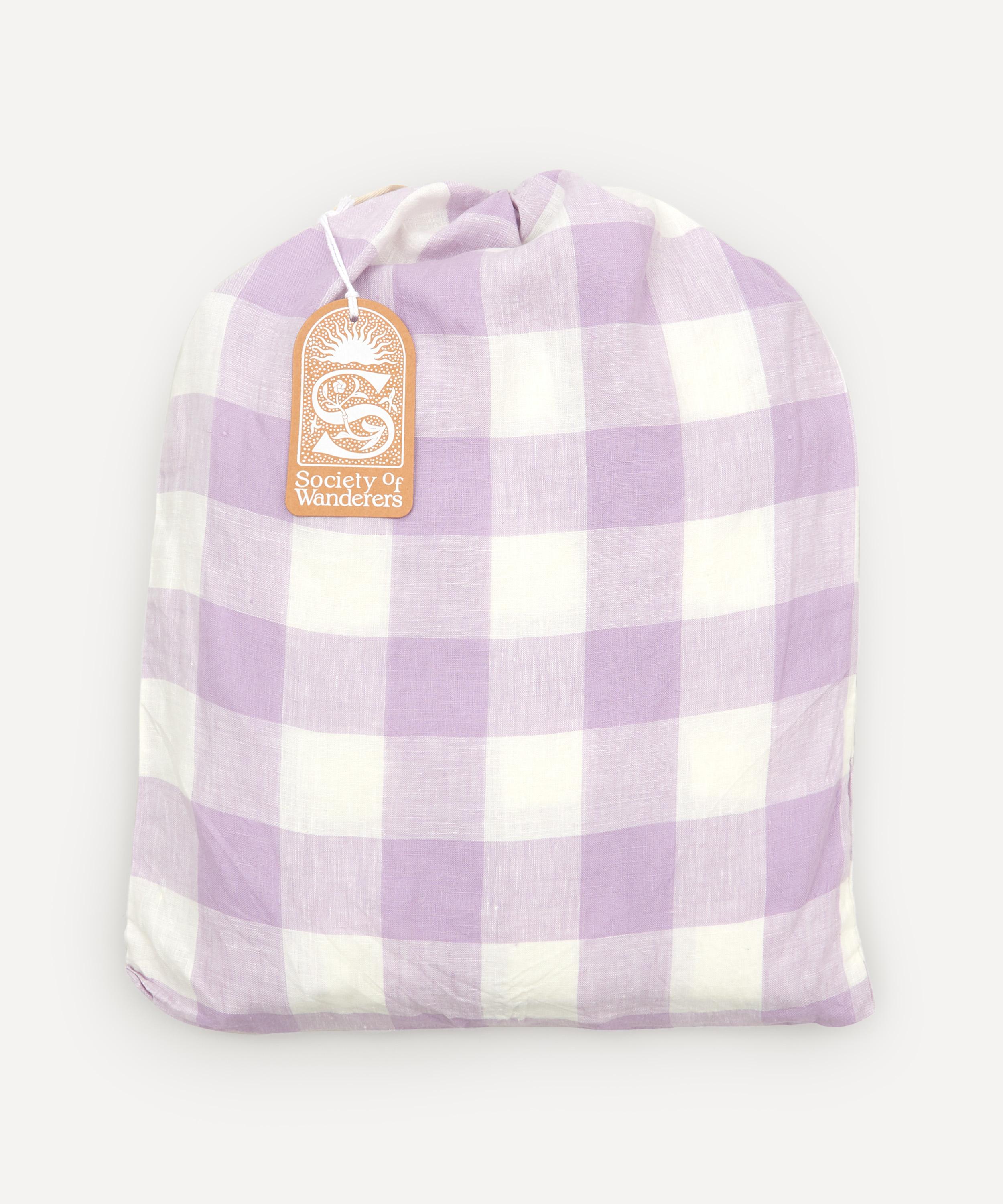 Society of Wanderers - Lilac Gingham Ruffle Double Flat Sheet image number 3