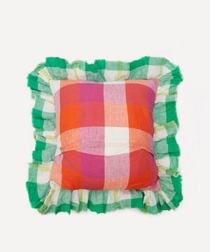 Society of Wanderers - Sherbet Check Ruffle Cushion Cover image number 1