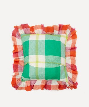 Society of Wanderers - Zest Check Ruffle Cushion Cover image number 1