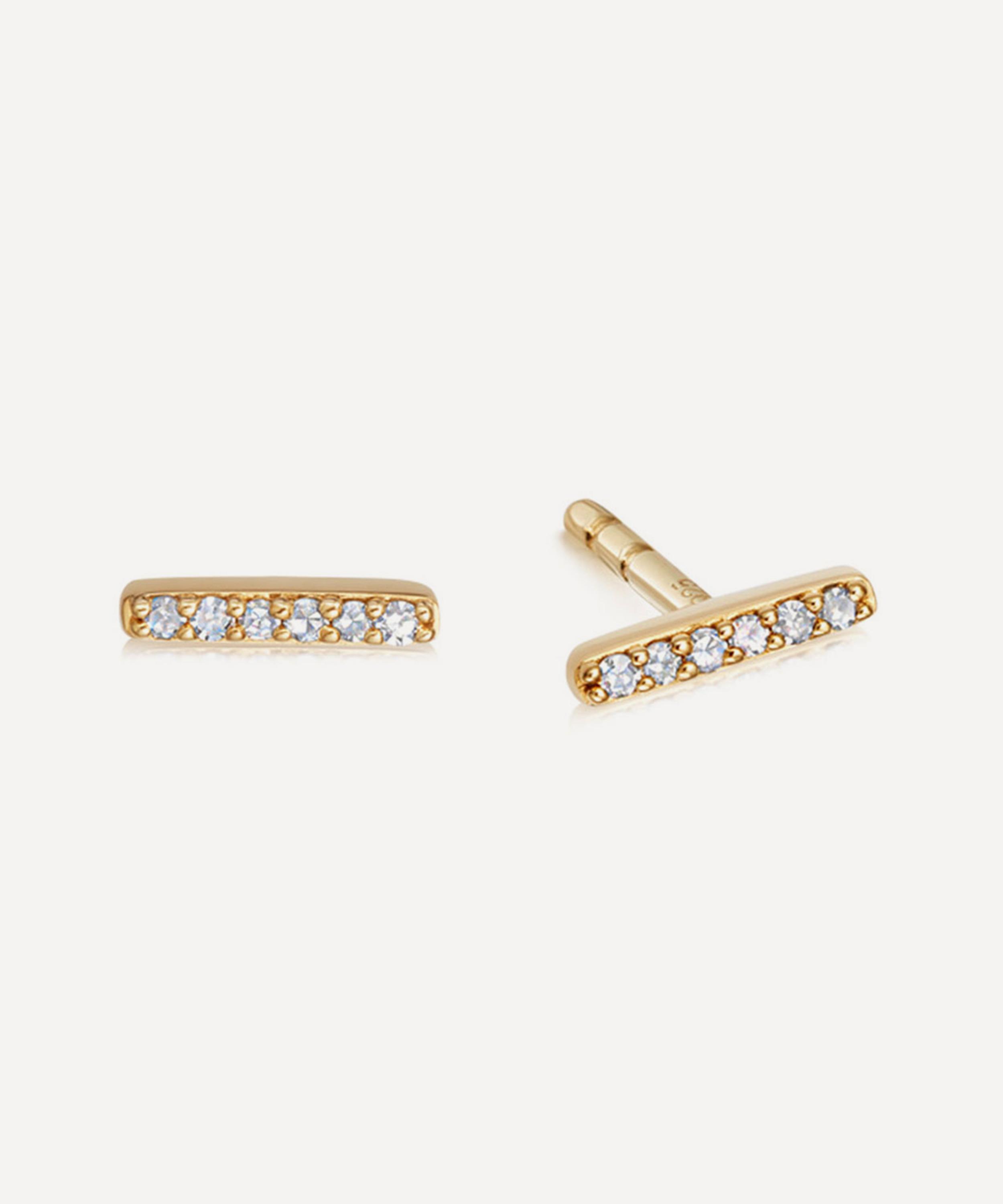 Astley Clarke - 14ct Gold Mini Comet Diamond Bar Stud Earrings image number 0