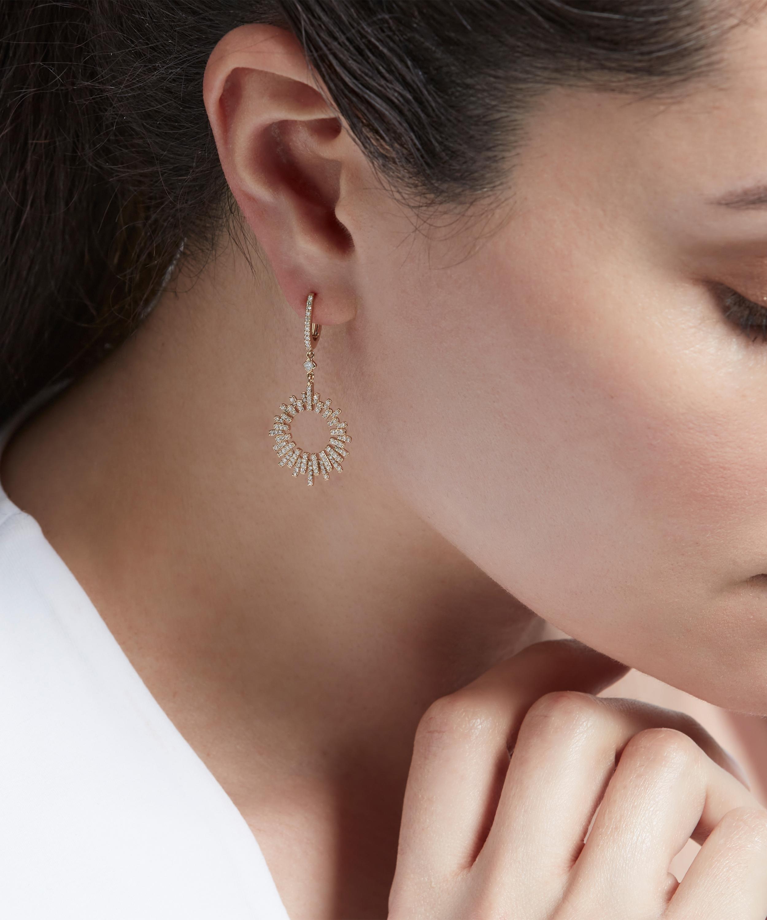 Astley Clarke - 14ct Gold Comet Burst Diamond Hoop Earrings image number 1