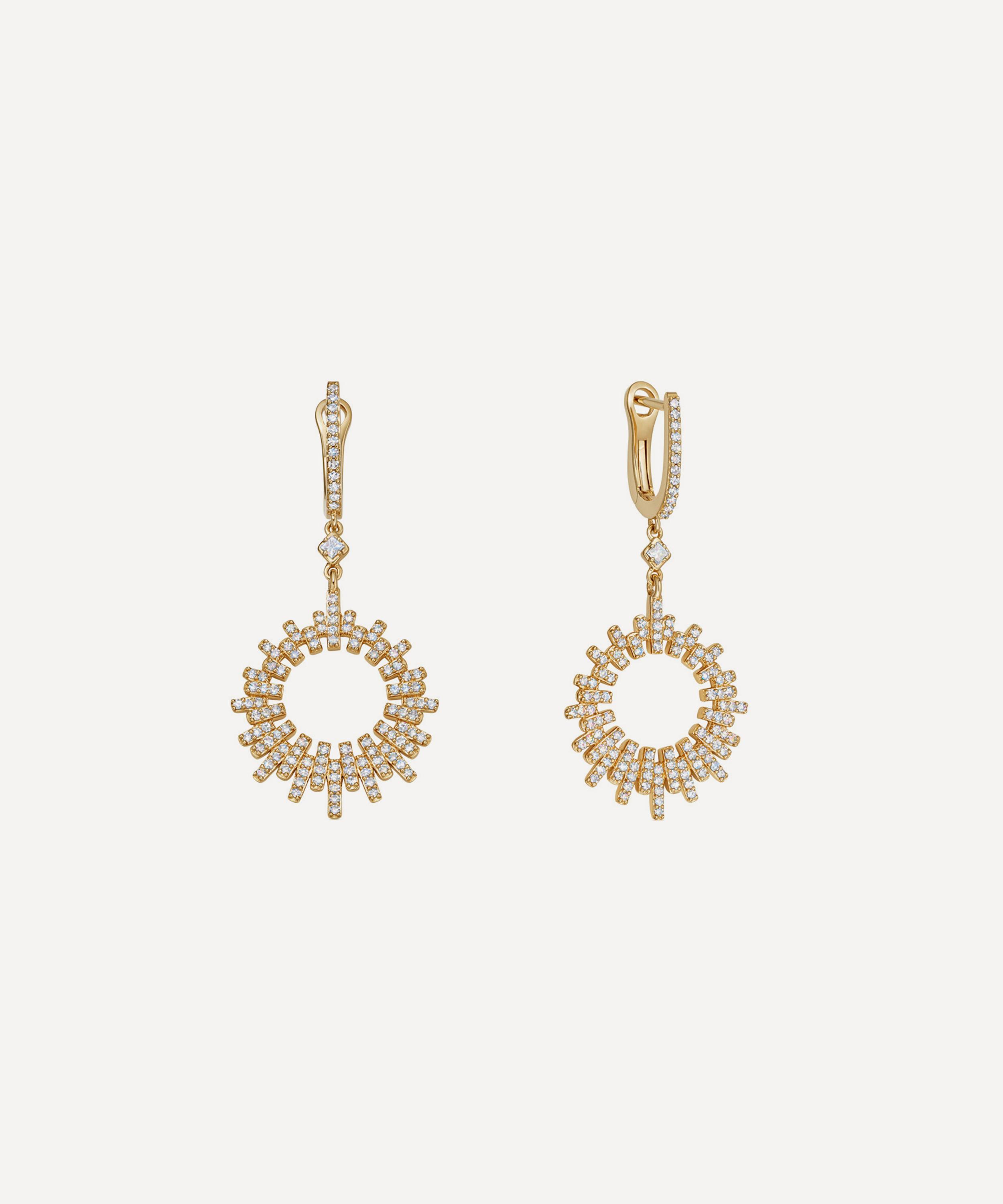 Astley Clarke - 14ct Gold Comet Burst Diamond Hoop Earrings image number 2