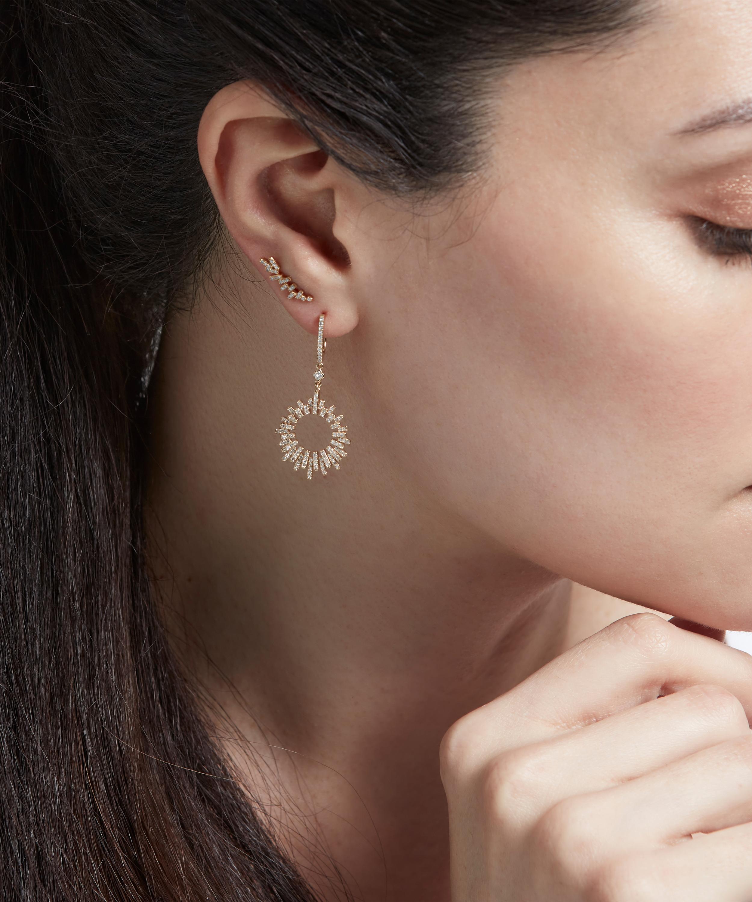 Astley Clarke - 14ct Gold Comet Burst Diamond Hoop Earrings image number 3