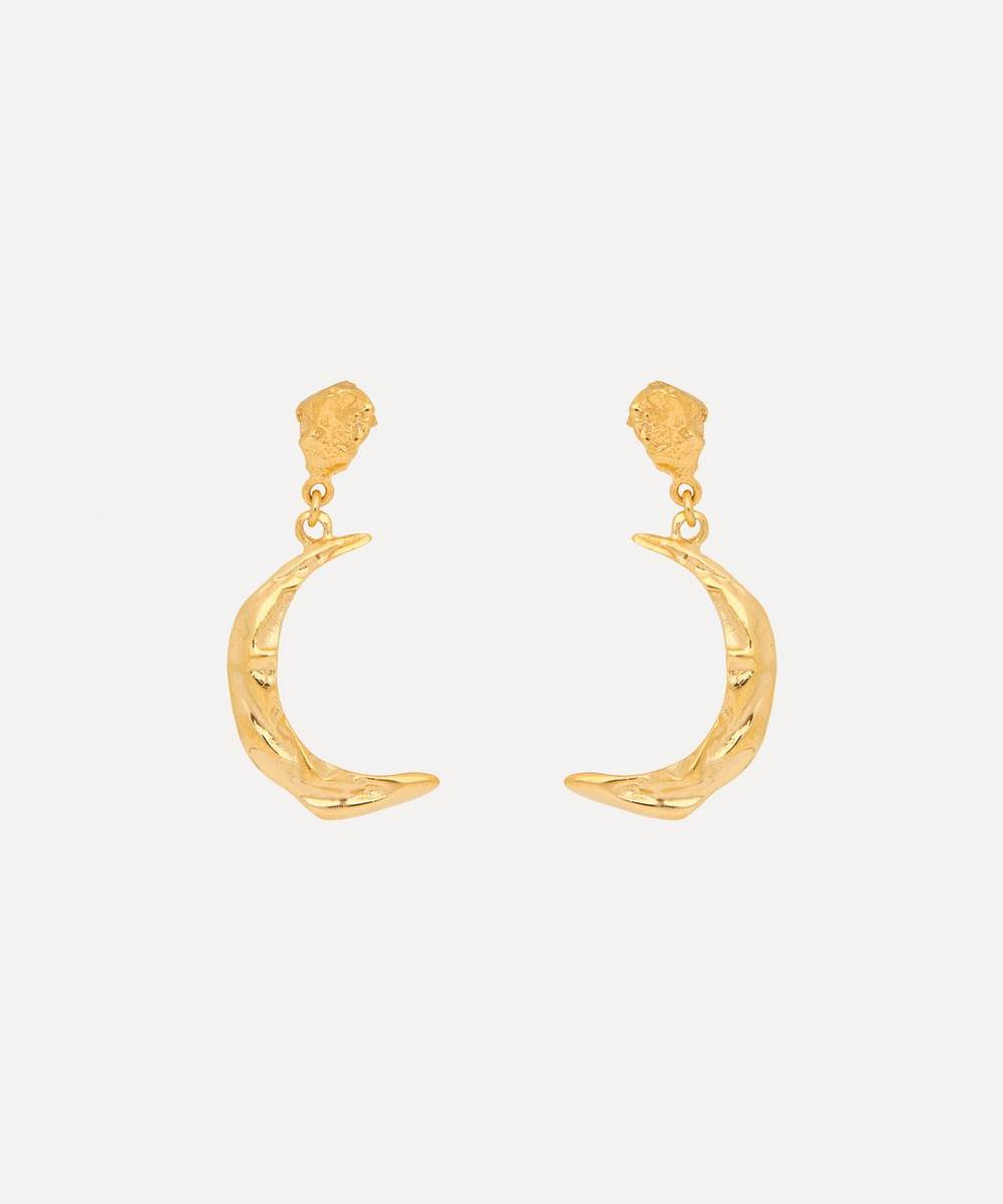 Hermina Athens - Gold-Plated Méliès Moon Drop Earrings