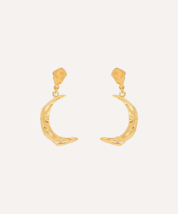 Hermina Athens - Gold-Plated Méliès Moon Drop Earrings image number 0