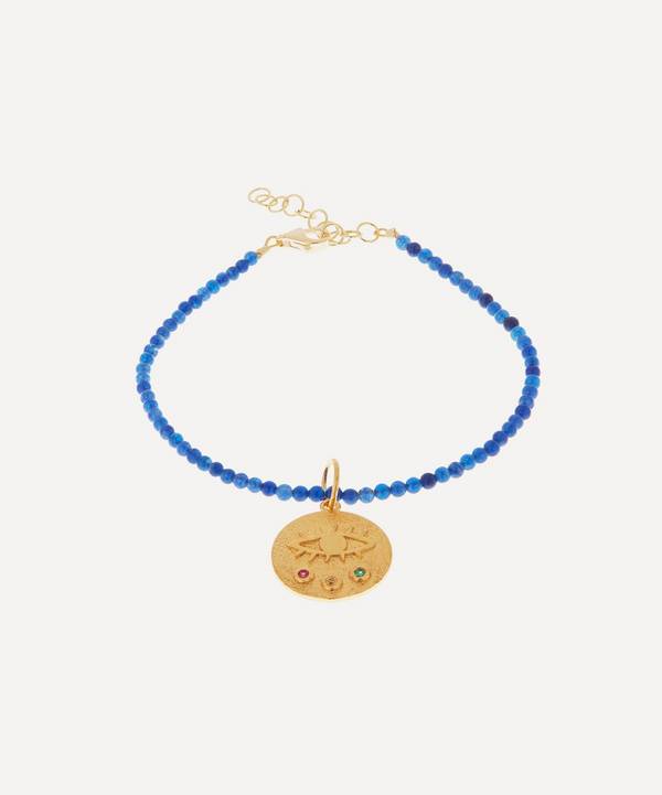 Hermina Athens - Gold-Plated Mini Kressida Blue Jade Beaded Bracelet