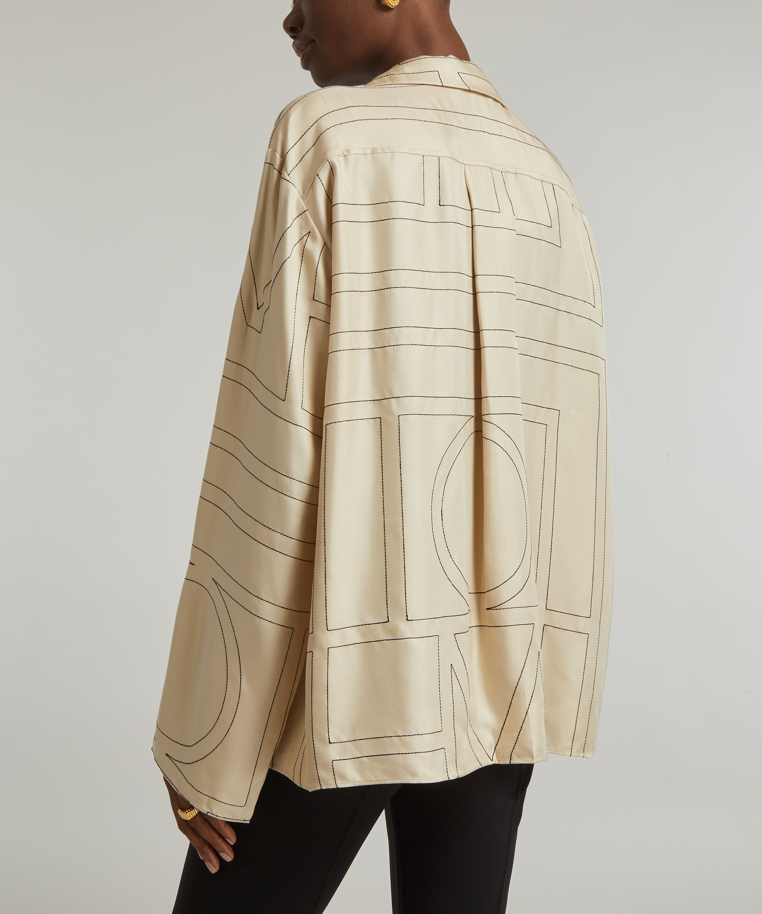 Totême Beige Silk Monogram PJ Shirt - ShopStyle Sleepwear Tops