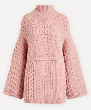 Raw Cable-Knit Wool-Mix Roll-Neck Jumper