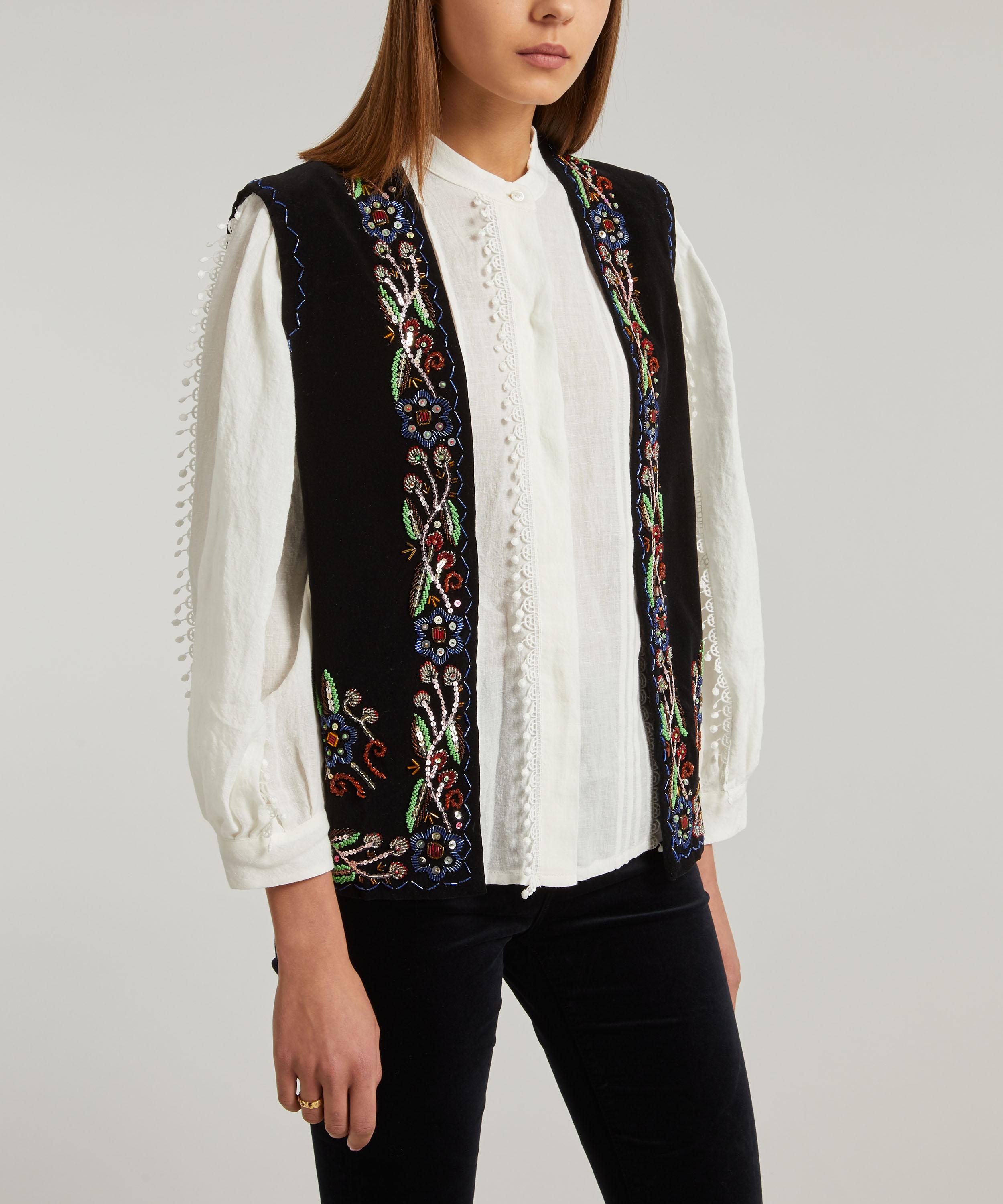 Designer Vintage - 40’s Couture Floral Beaded Velvet Waistcoat image number 1