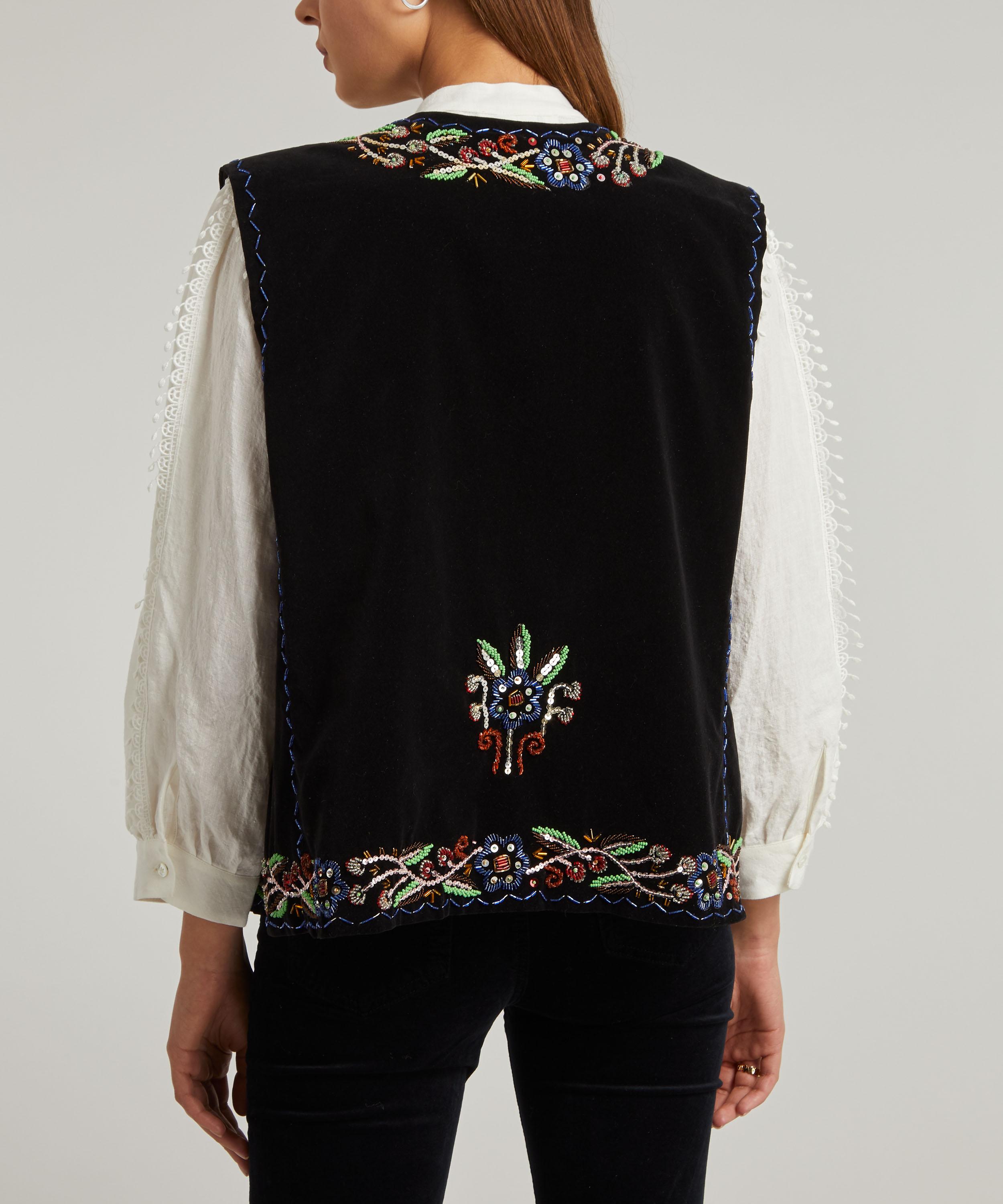 Designer Vintage - 40’s Couture Floral Beaded Velvet Waistcoat image number 3
