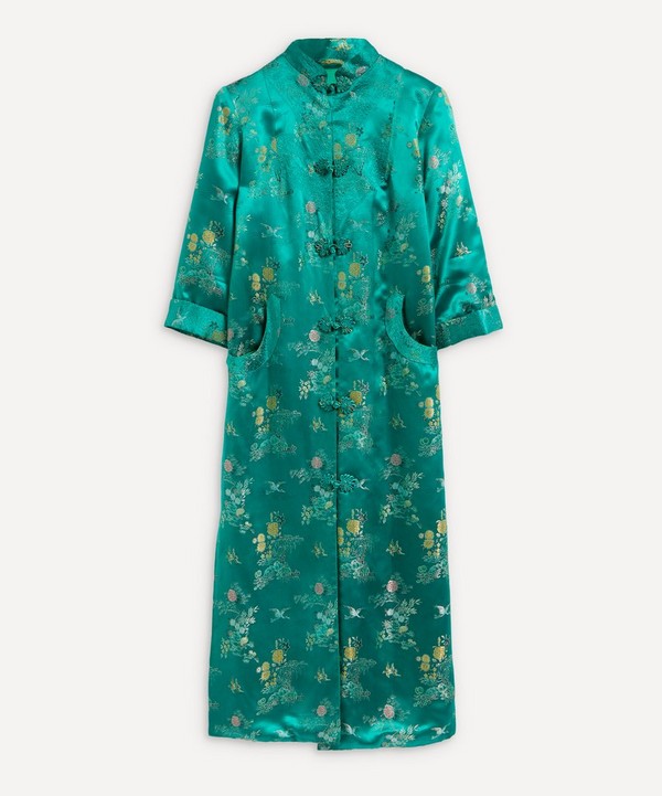Designer Vintage - 50’s Couture Green Silk Oriental Coat image number null