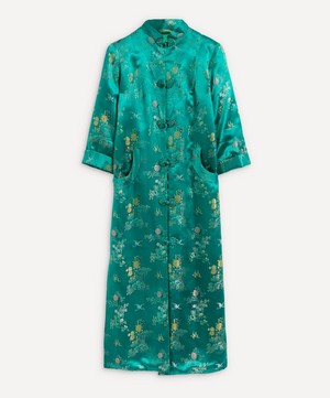 Designer Vintage - 50’s Couture Green Silk Oriental Coat image number 0