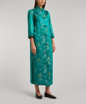 Designer Vintage - 50’s Couture Green Silk Oriental Coat image number 2