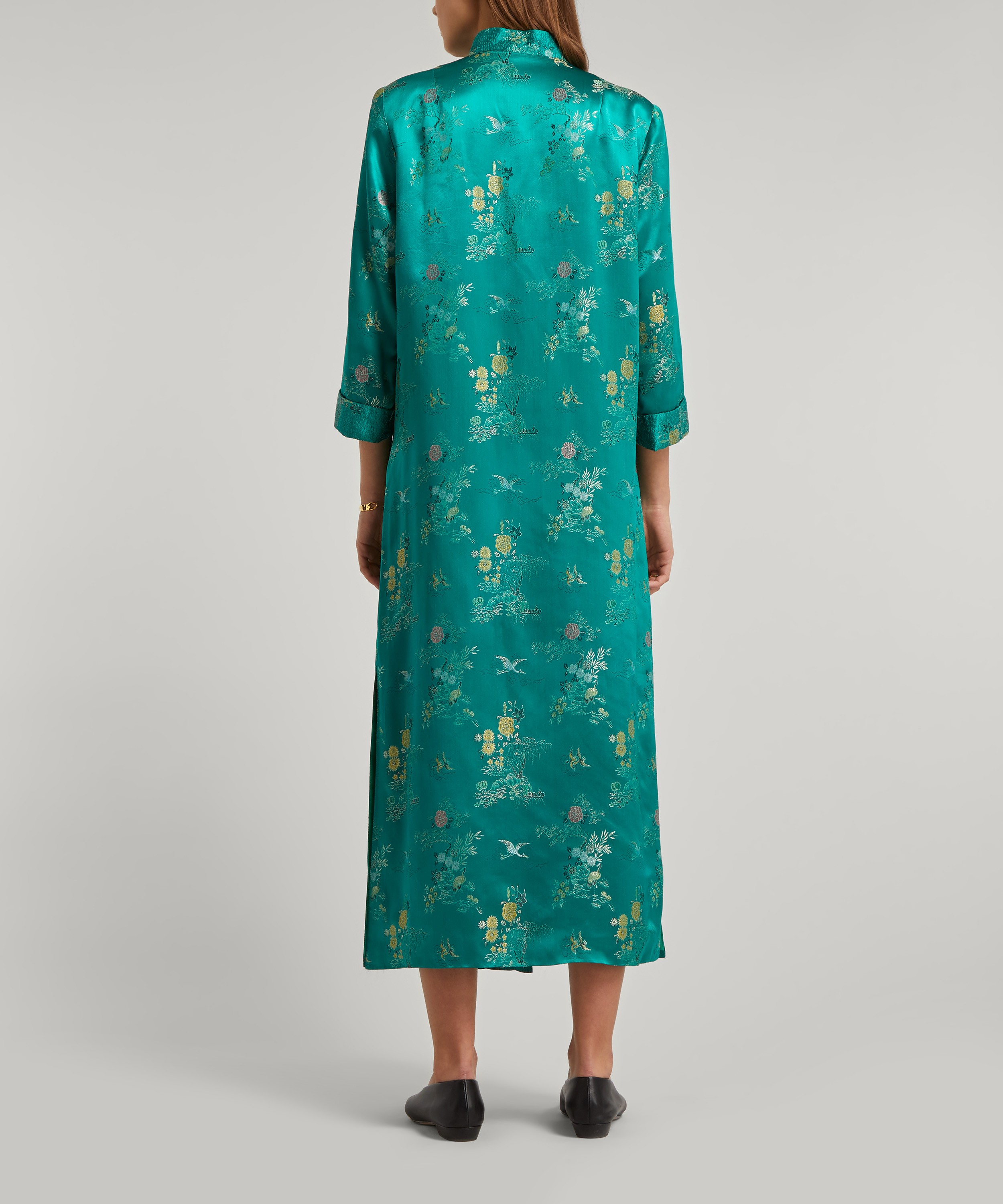 Designer Vintage - 50’s Couture Green Silk Oriental Coat image number 3