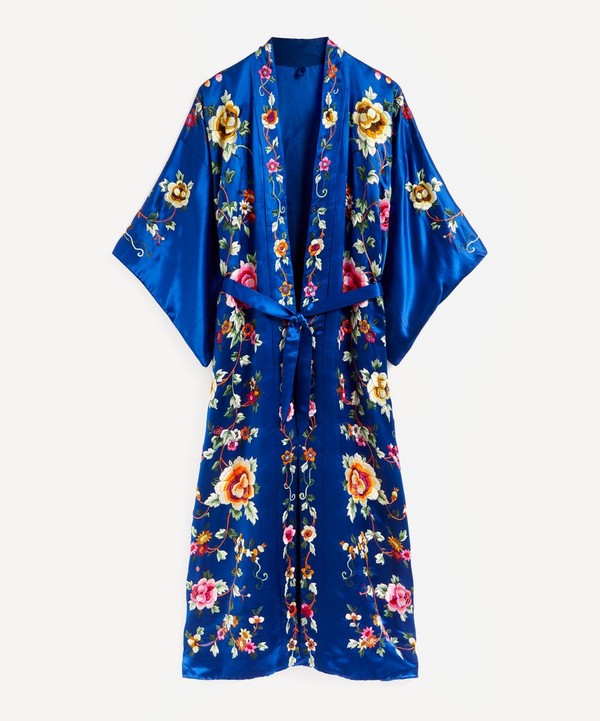 Designer Vintage - 50’s Couture Blue Silk Oriental Coat image number null