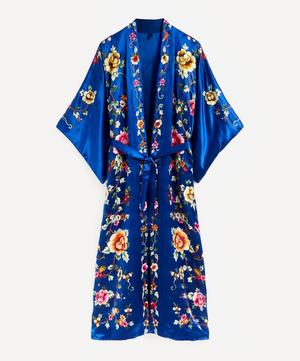 Designer Vintage - 50’s Couture Blue Silk Oriental Coat image number 0