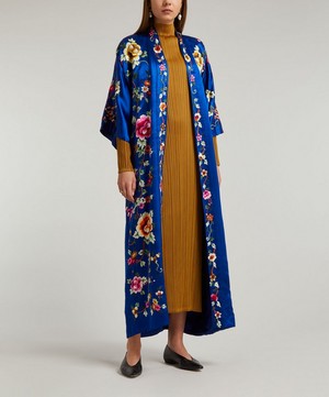 Designer Vintage - 50’s Couture Blue Silk Oriental Coat image number 1