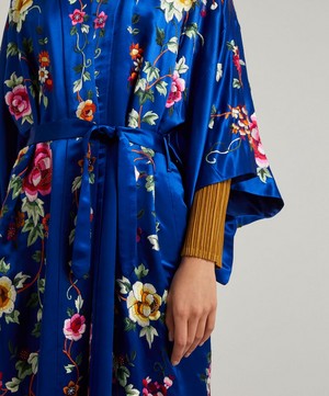 Designer Vintage - 50’s Couture Blue Silk Oriental Coat image number 4