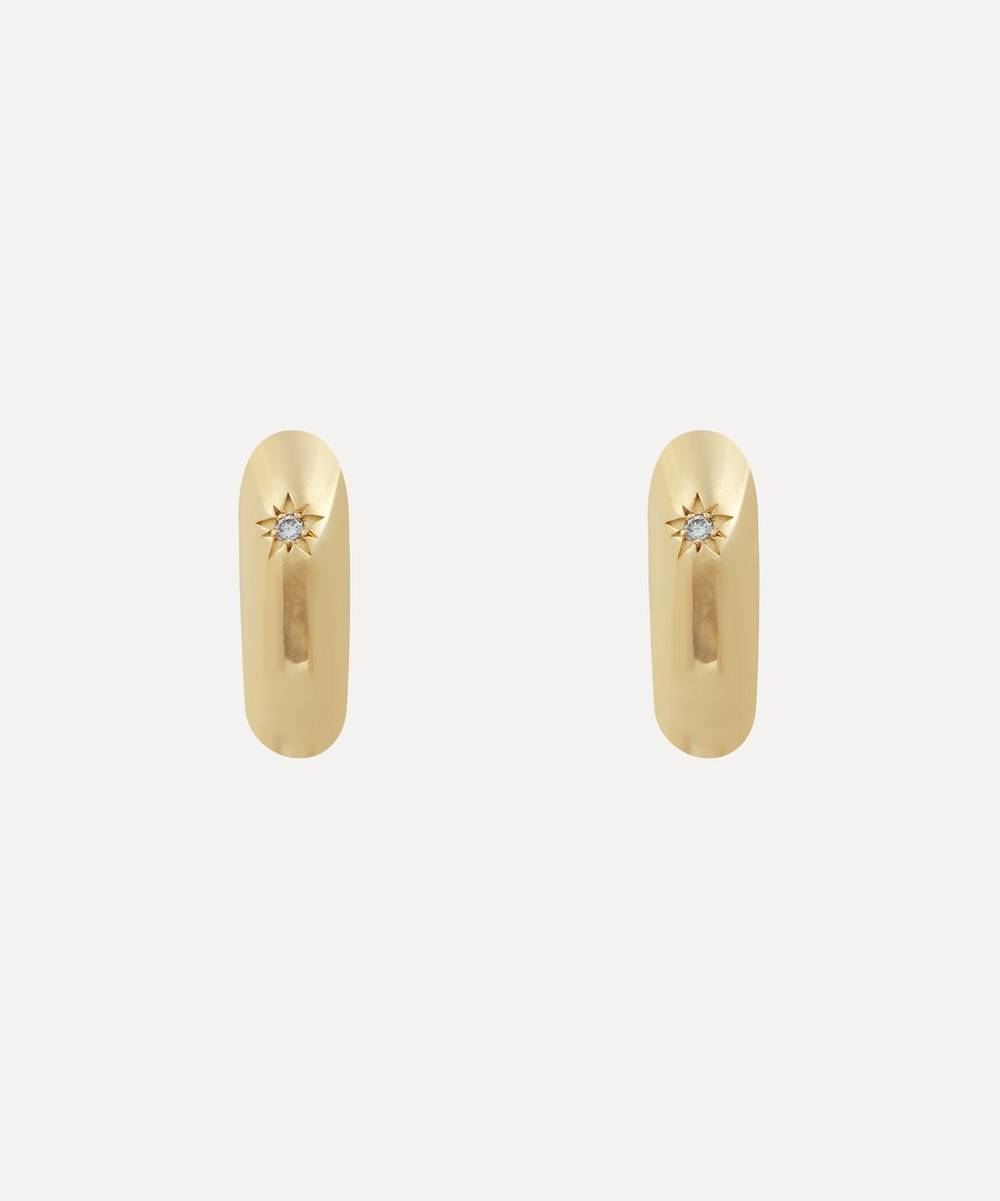 Liberty - 9ct Gold Handmade Ianthe Star Single Diamond Hoop Earrings