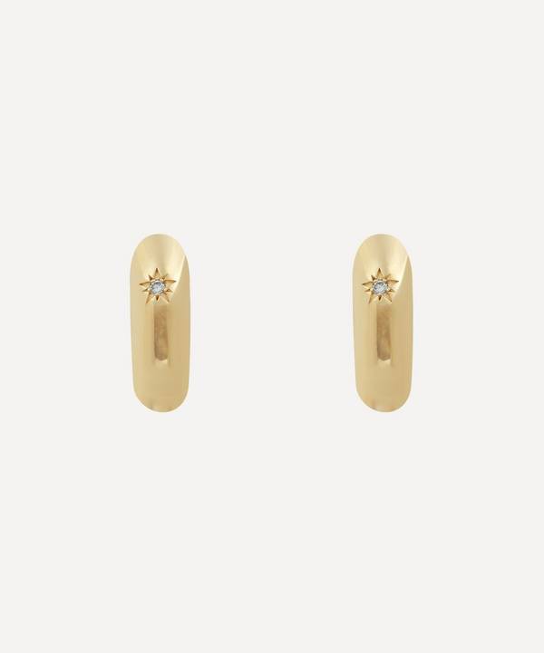Liberty - 9ct Gold Handmade Ianthe Star Single Diamond Hoop Earrings image number 0