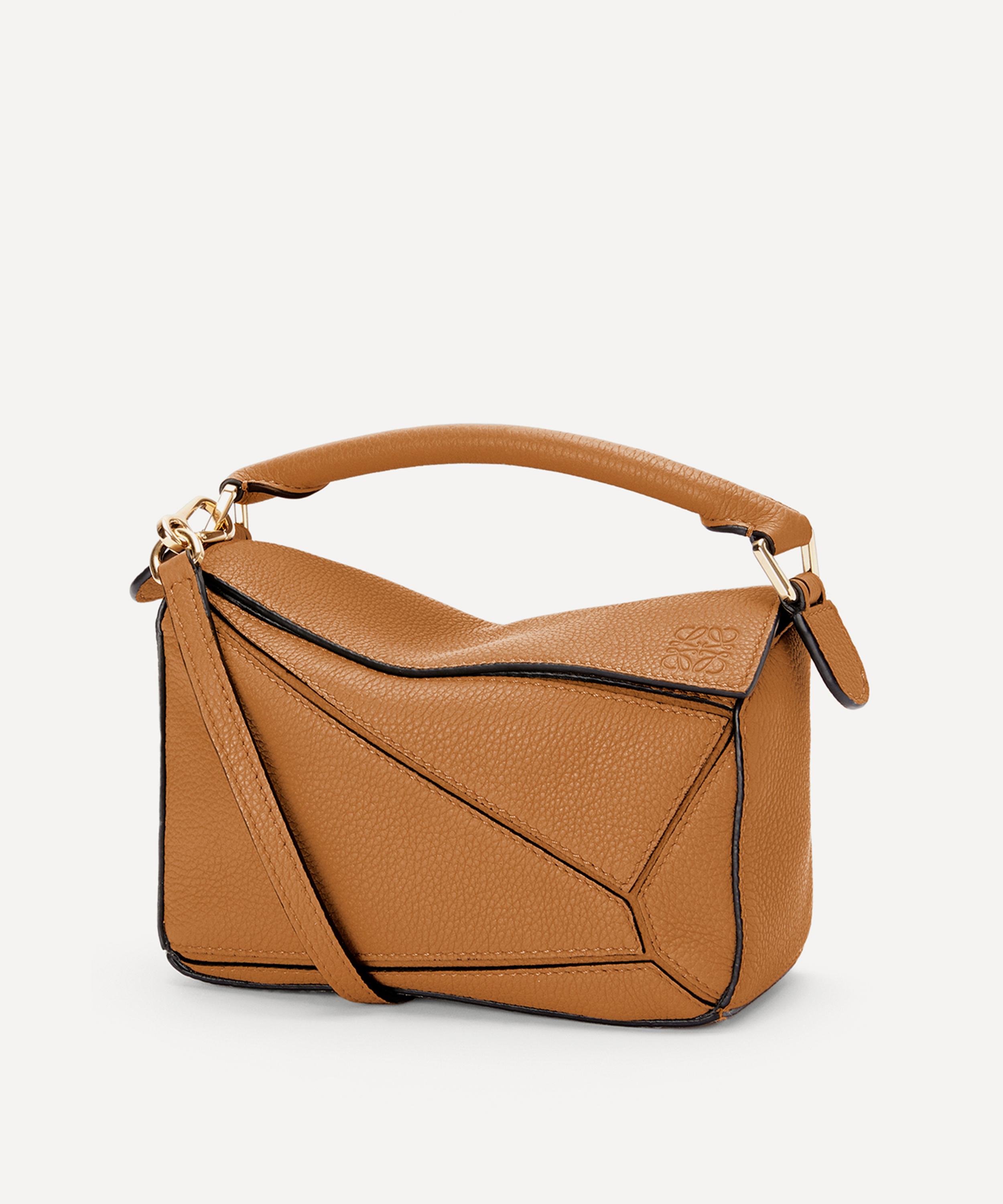 Up For Sale This Beautiful Classic Calfskin Small Tan Loewe Puzzle