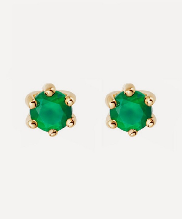 Astley Clarke - Gold Plated Vermeil Silver Linia Green Onyx Stud Earrings image number null