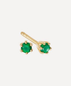 Astley Clarke - Gold Plated Vermeil Silver Linia Green Onyx Stud Earrings image number 2