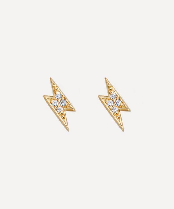 Astley Clarke - Gold Plated Vermeil Silver Tiny Lightning Bolt White Sapphire Stud Earrings image number null