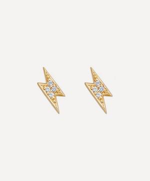 Astley Clarke - Gold Plated Vermeil Silver Tiny Lightning Bolt White Sapphire Stud Earrings image number 0