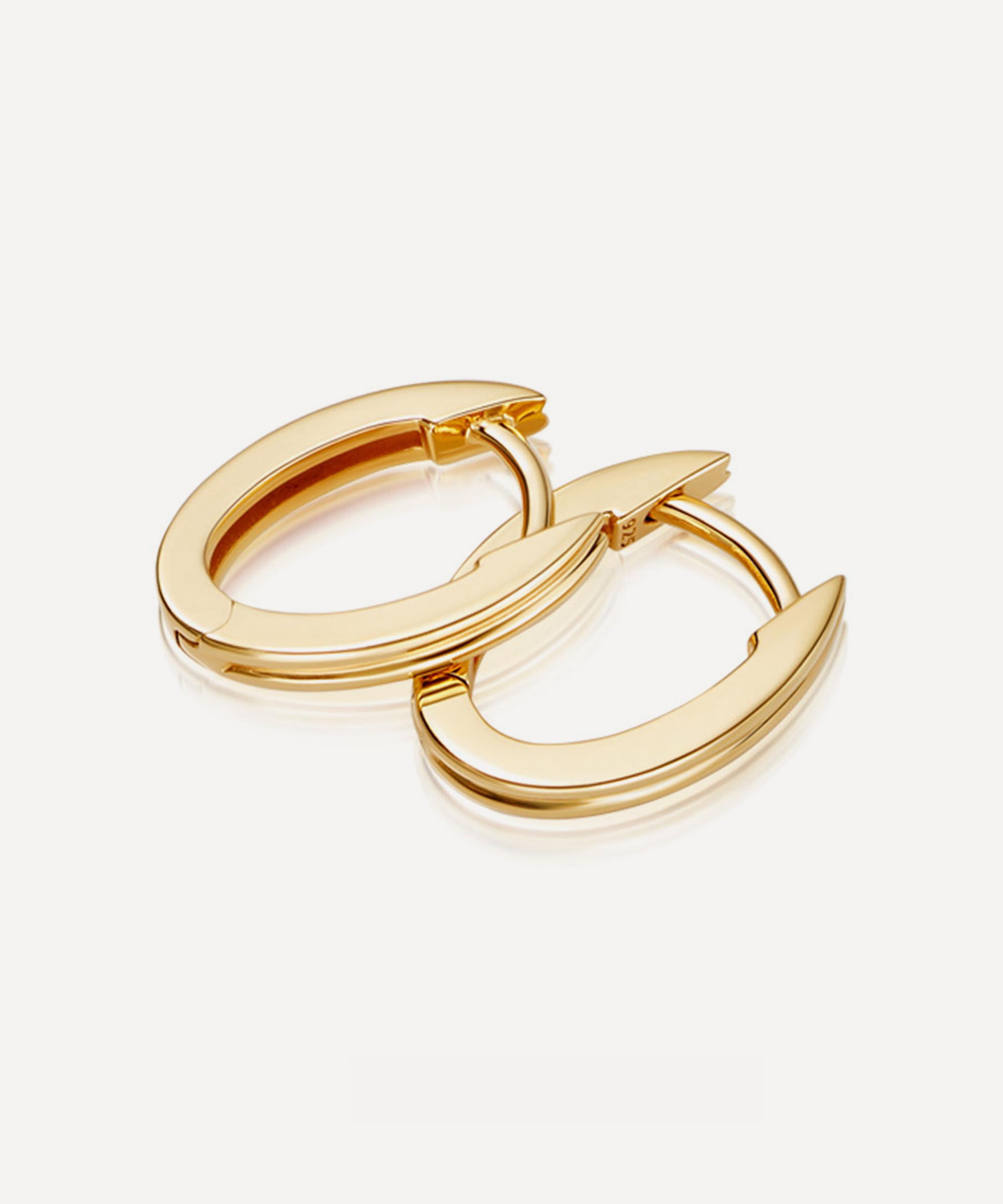 Astley Clarke - Gold Plated Vermeil Silver Linia Oval Hoop Earrings image number 1