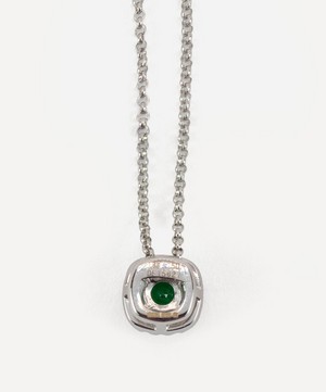 Kojis - White Gold Emerald and Diamond Cluster Pendant Necklace image number 3
