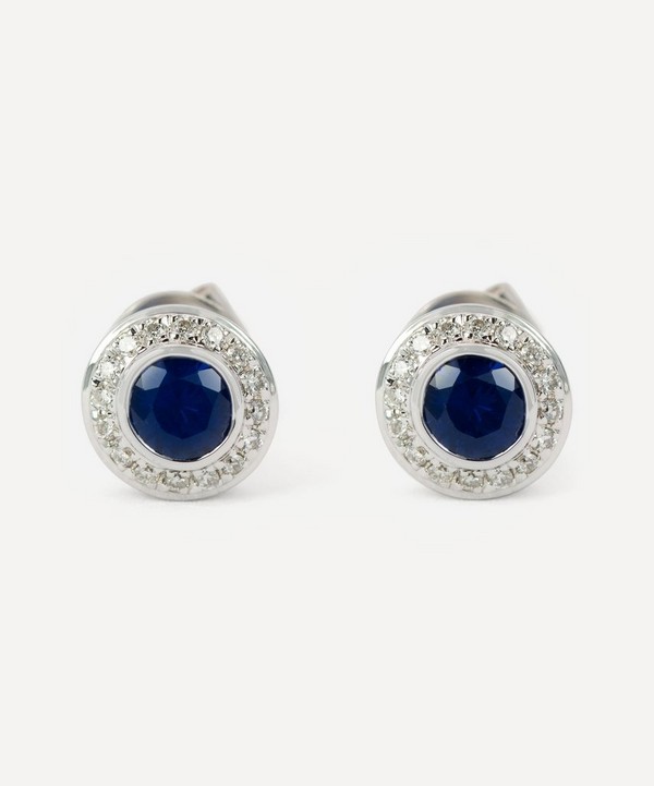Kojis - White Gold Sapphire and Diamond Cluster Stud Earrings image number null