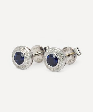 Kojis - White Gold Sapphire and Diamond Cluster Stud Earrings image number 2