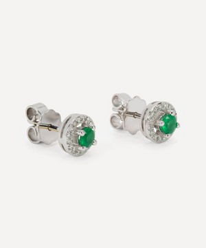Kojis - White Gold Emerald and Diamond Cluster Stud Earrings image number 1
