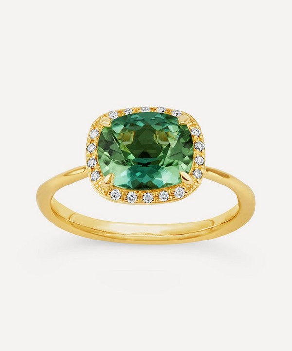 Dinny Hall - Gold Sheba Cushion Green Tourmaline and Diamond Ring image number null
