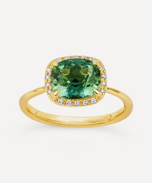 Dinny Hall - Gold Sheba Cushion Green Tourmaline and Diamond Ring image number 0