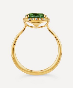 Dinny Hall - Gold Sheba Cushion Green Tourmaline and Diamond Ring image number 2