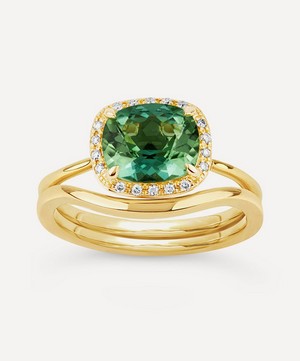 Dinny Hall - Gold Sheba Cushion Green Tourmaline and Diamond Ring image number 4